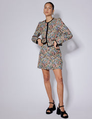 Black Floral Tapestry Mini Skirt