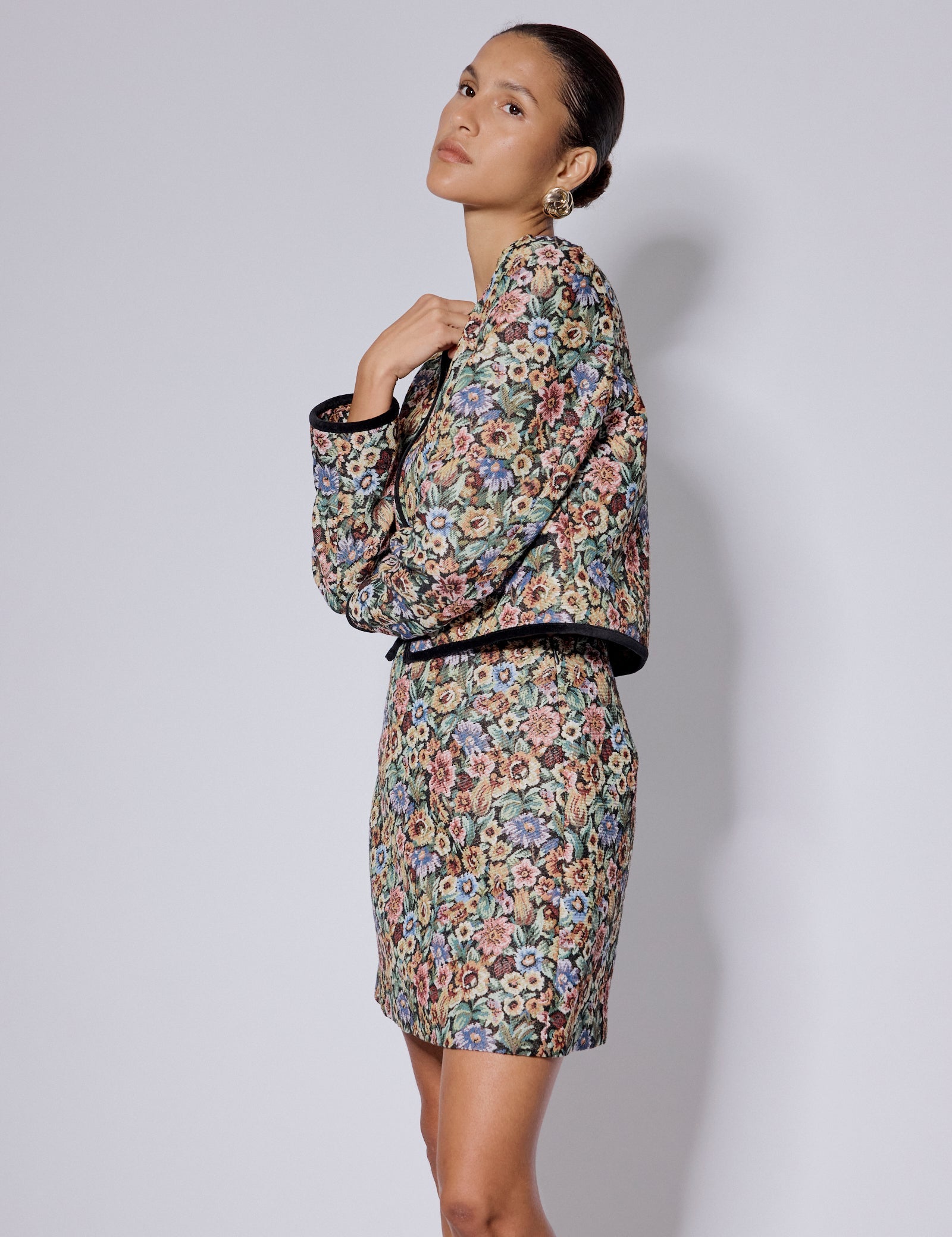 Black Floral Tapestry Jacket
