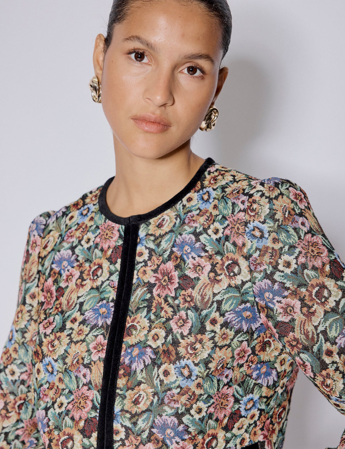 Black Floral Tapestry Jacket