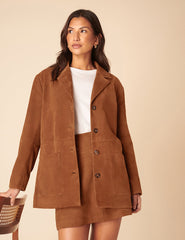 Brown Suede Blazer Jacket