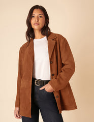 Brown Suede Blazer Jacket