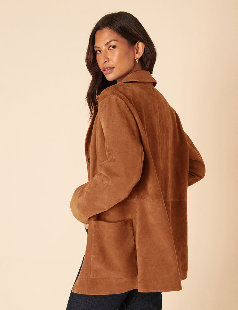Brown Suede Blazer Jacket