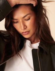 Black Leather Bomber Jacket