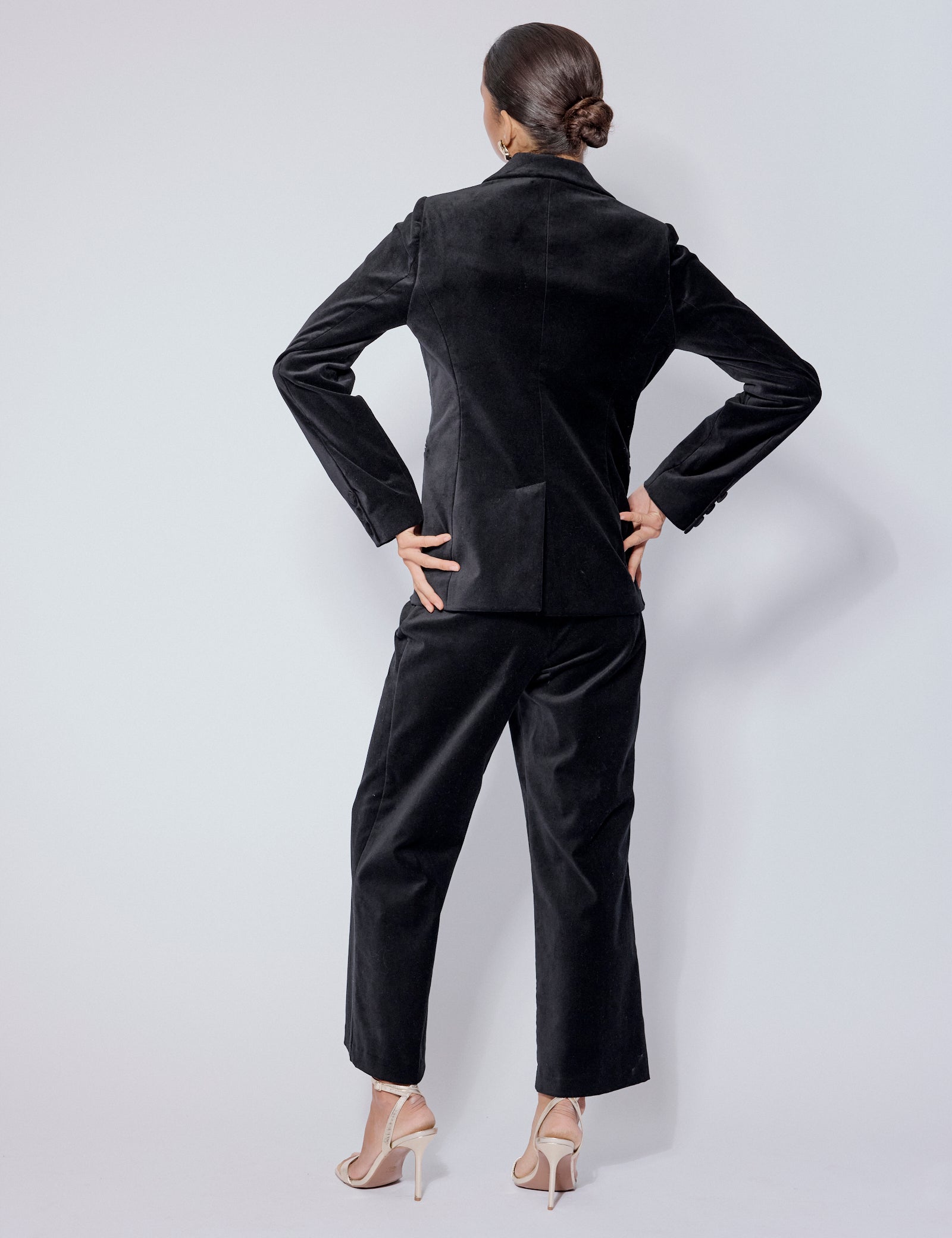 Black Velvet Double Breasted Blazer