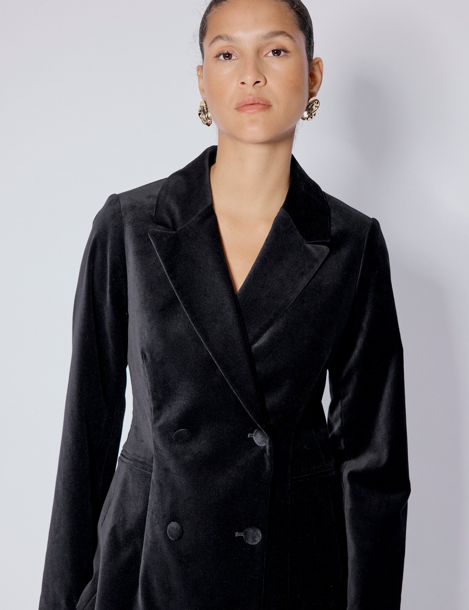 Black Velvet Double Breasted Blazer
