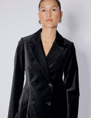 Black Velvet Double Breasted Blazer