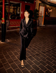 Black Velvet Double Breasted Blazer