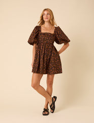 Petite Black Floral Embroidered Nova Mini Dress