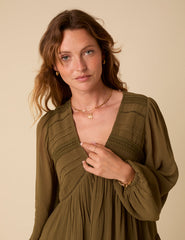 Petite Khaki Green Marley Mini Smock Dress