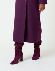 Burgundy Suede Thigh High Boots