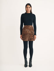 Leopard Print Cord Mini Skirt