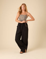 Leopard Bandeau Shirred Swimsuit