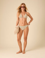 Cream And Green Striped Bikini Bottoms