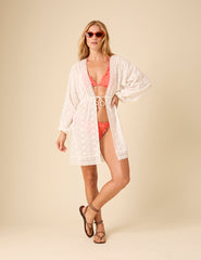 Orange Broderie Anglaise Triangle Frill Bikini Top