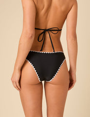 Black Floral Embroidered Bikini Bottoms