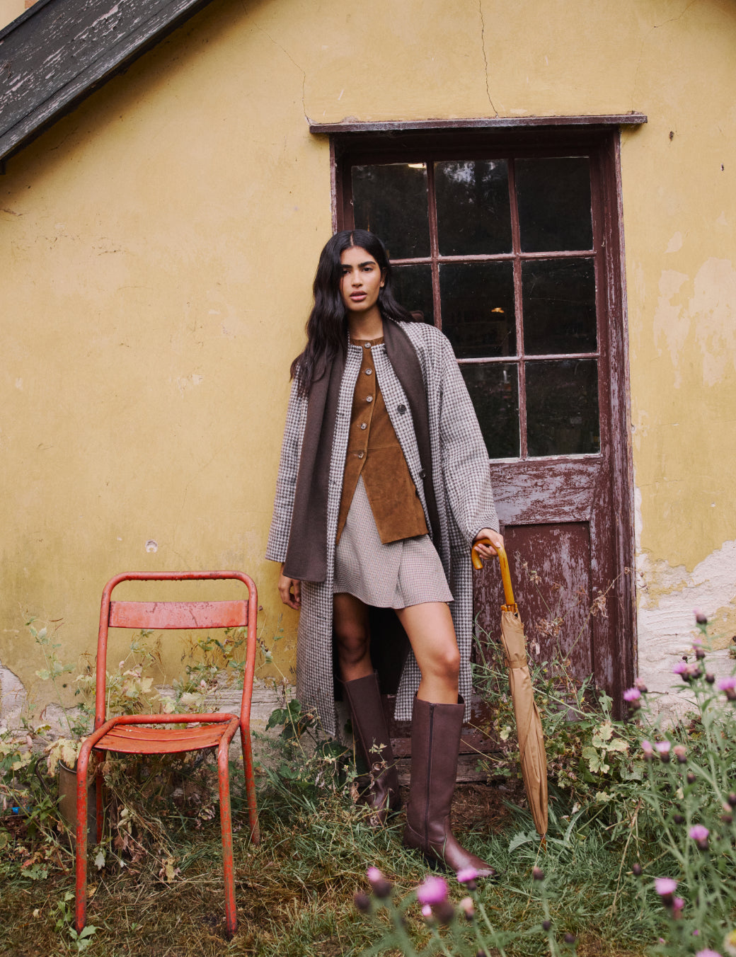 Brown Heritage Check Pleated Mini Skirt