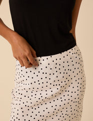White Polka Dot Knee Length Slip Skirt