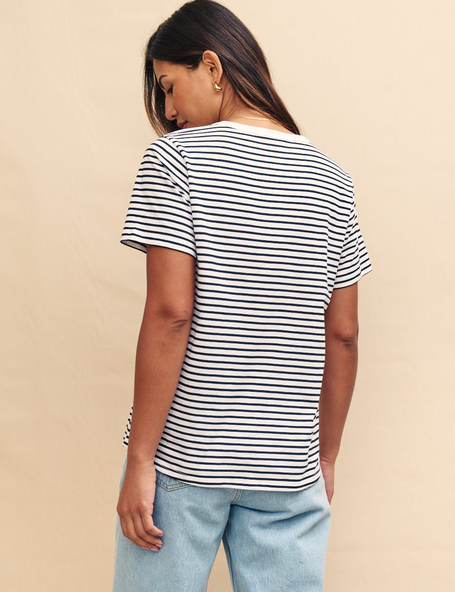Striped Easy Fit Crew Neck T-shirt