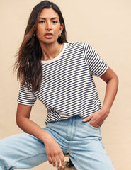 Striped Easy Fit Crew Neck T-shirt