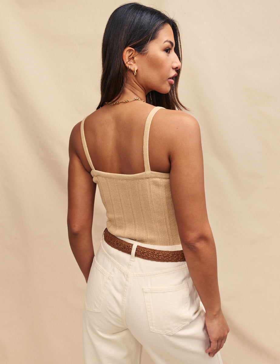 Beige Wide Rib Cami Top