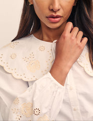 White Broderie Peter Pan Collar Orchid Blouse