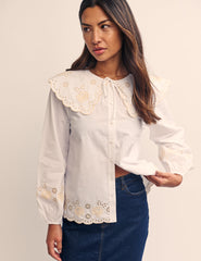 White Broderie Peter Pan Collar Orchid Blouse