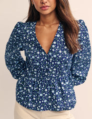 Blue Floral Ria Blouse