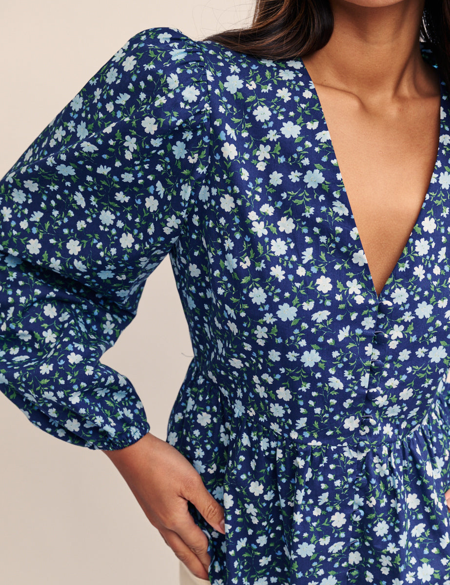 Blue Floral Ria Blouse