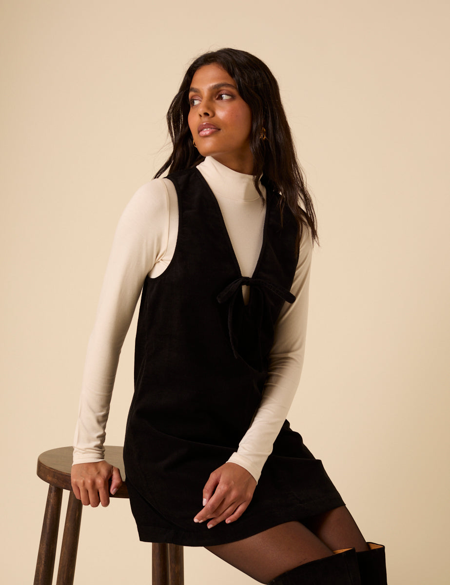 Cream Funnel Neck Long Sleeve Top