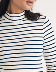 Black and White Stripe Funnel Neck Top