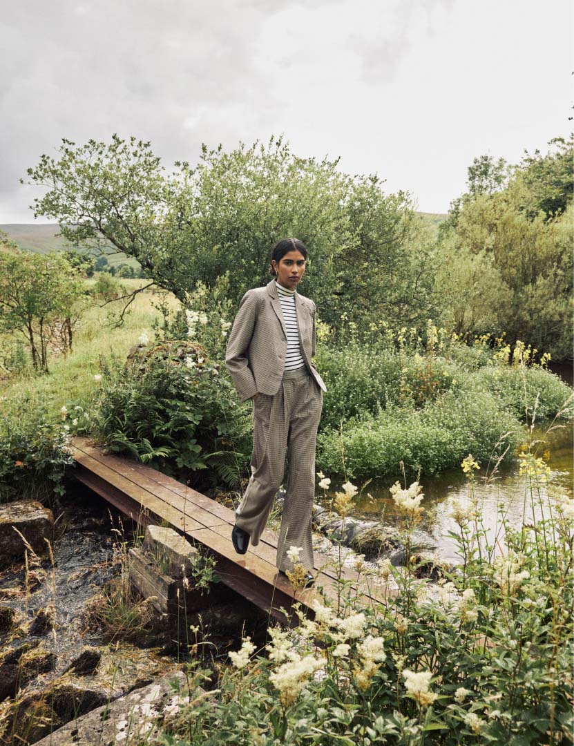 Black and White Stripe Funnel Neck Top