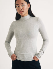 Grey Funnel Neck Long Sleeve Top