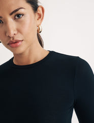 Black Crew Neck Long Sleeve Top