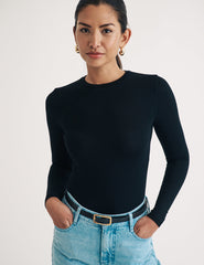 Black Crew Neck Long Sleeve Top