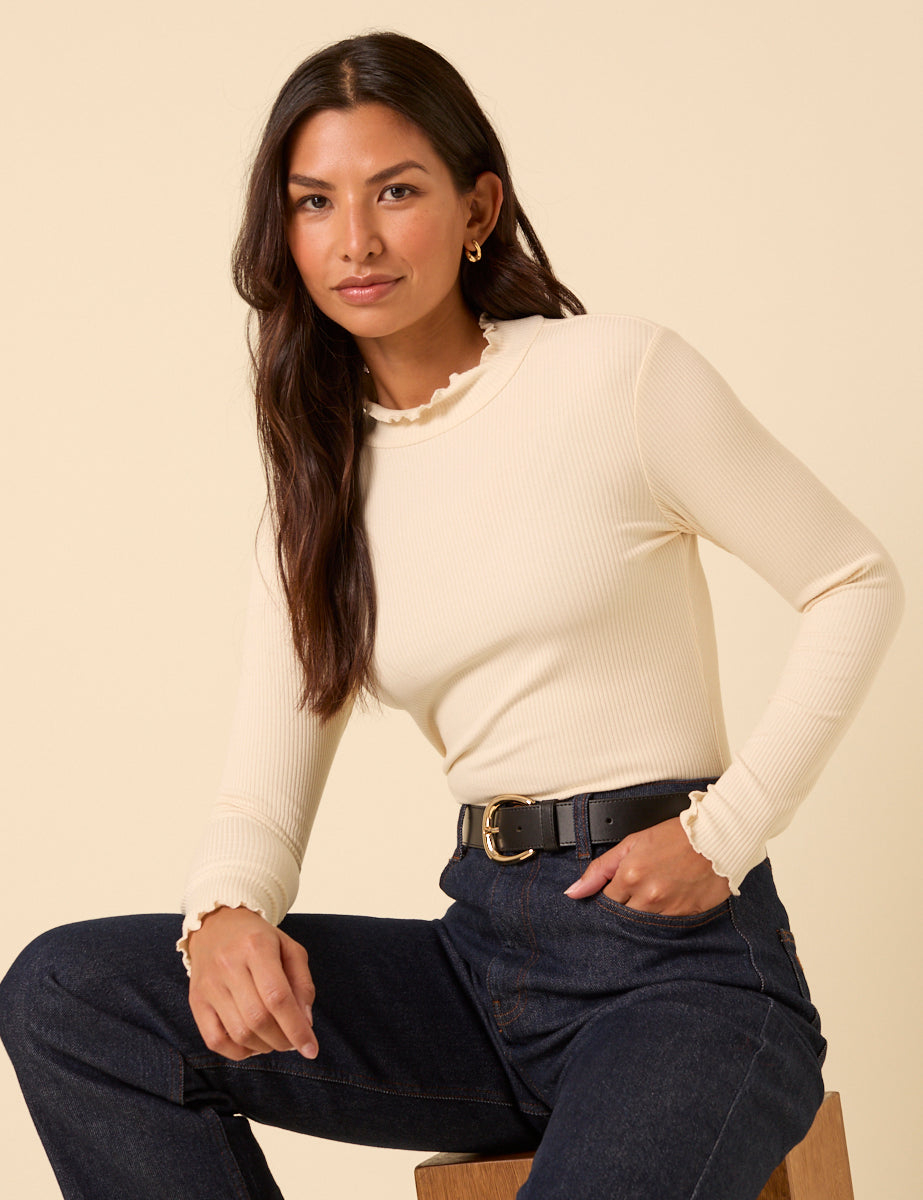 Cream Funnel Neck Lizzie Top