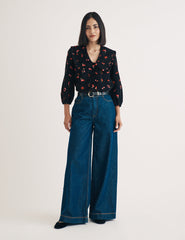 Black Ditsy Floral Cord Emmie Blouse