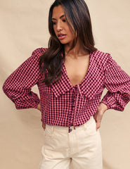 Pink Gingham Birdie Blouse