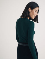 Dark Green Long Sleeve Crew Neck T-Shirt