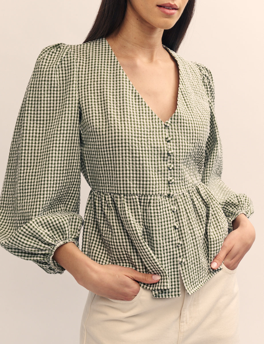 Green Gingham Ria Blouse