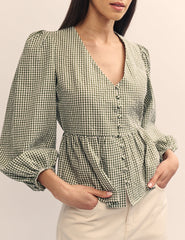 Green Gingham Ria Blouse