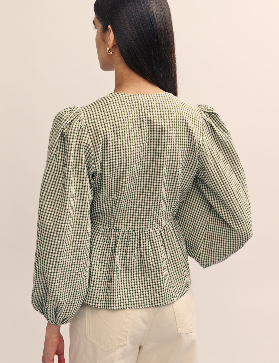 Green Gingham Ria Blouse