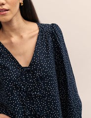 Black Tie Front Bernadetta Blouse