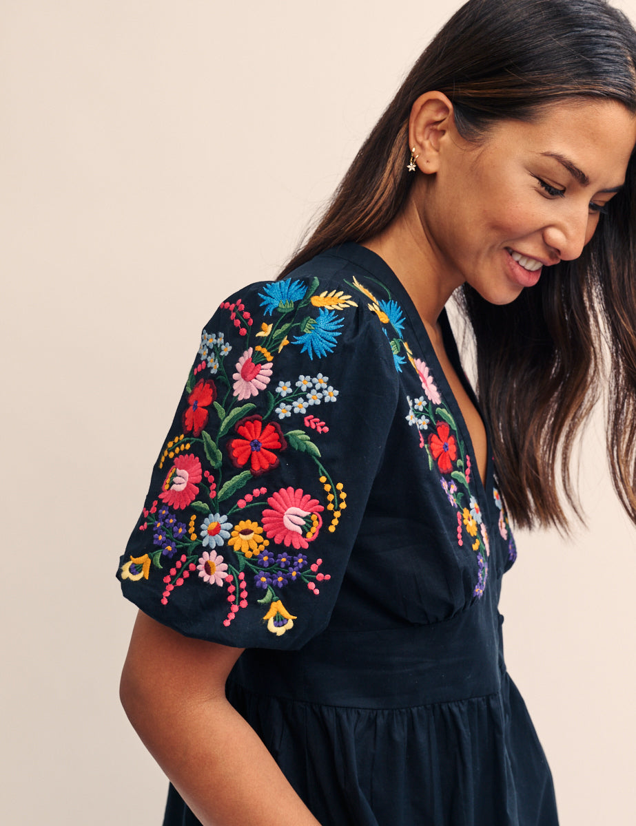 Black Embroidered Starlight Top