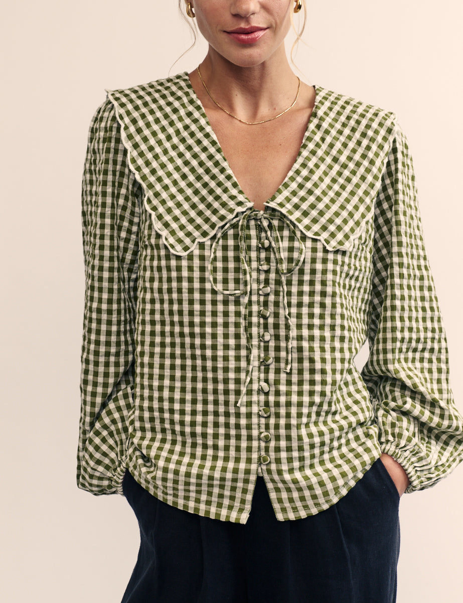 Green Long Sleeve Birdie Blouse