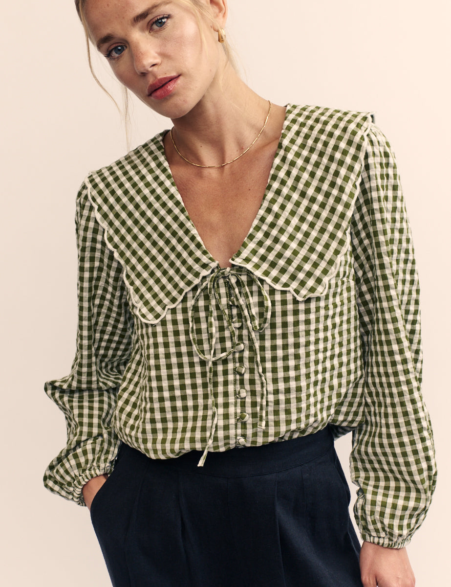 Green Long Sleeve Birdie Blouse
