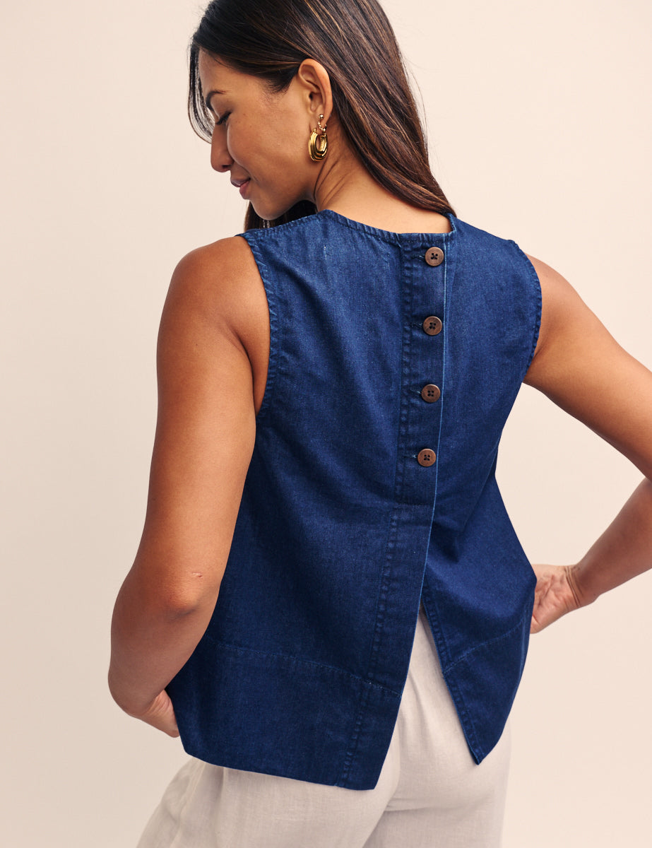 Dark Blue Denim Swing Top