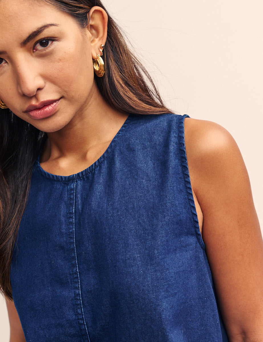 Dark Blue Denim Swing Top