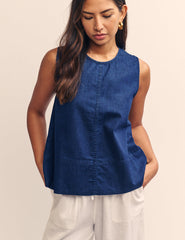 Dark Blue Denim Swing Top
