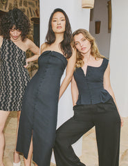 Black Scoop Neck Pleat Detail Waistcoat