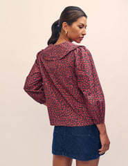 Red Ditsy Floral Emmie Blouse